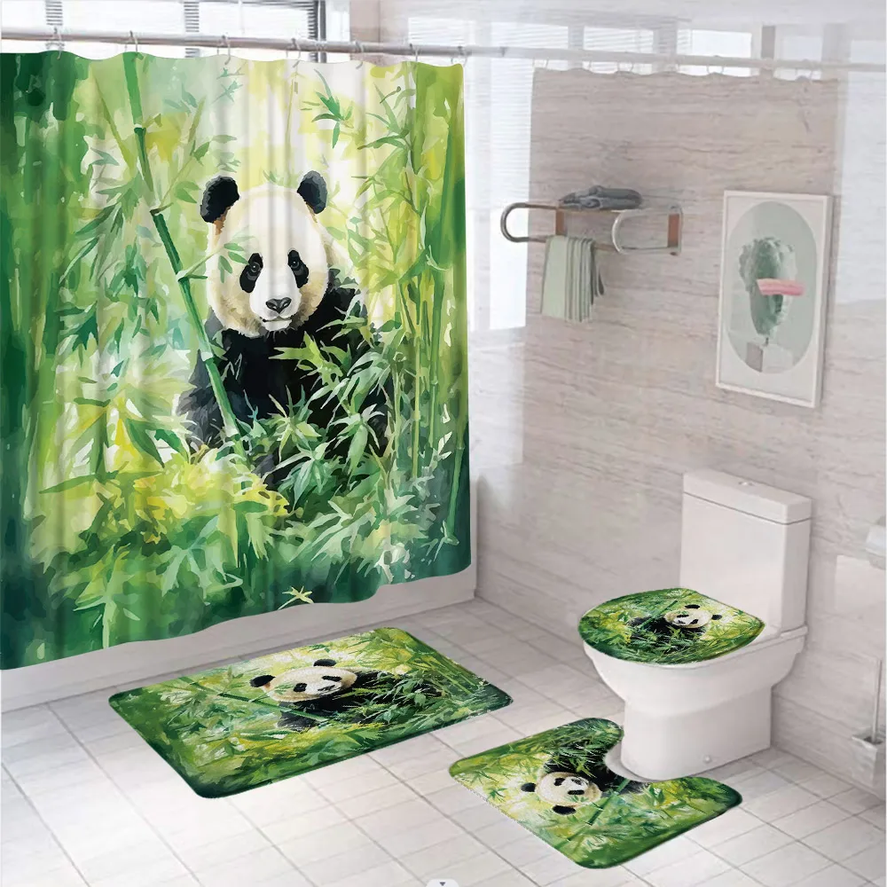 4Pc Watercolor Green Bamboo Sh - đánh giá và giá Bamboo Bath Mat